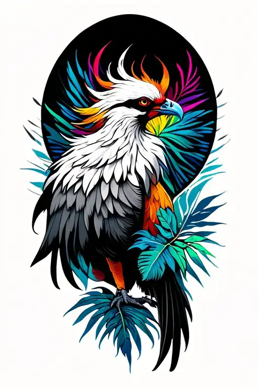 Phoenix With Colorful Tropical Background