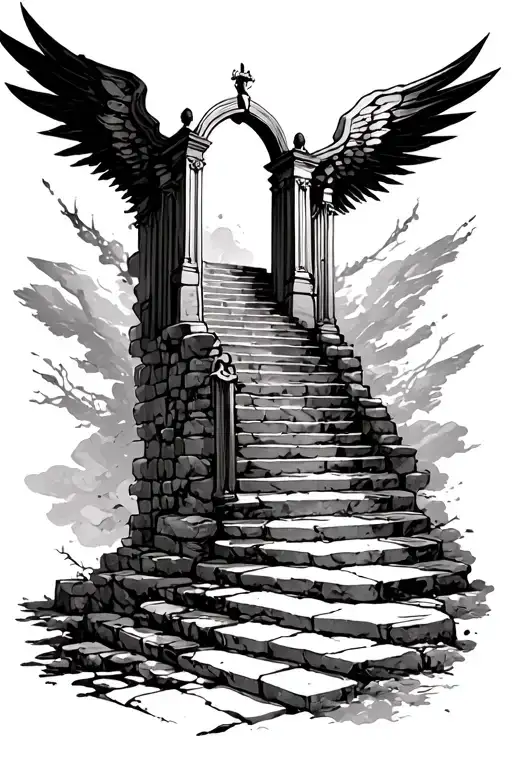 Dark Stairway To Heaven Gates At The Top