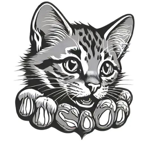 Small Cat Paw Print With Love Heart Shape