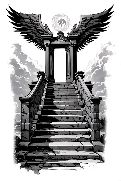 Dark Stairway To Heaven Gates At The Top