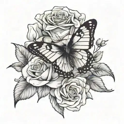 Butterfly And Rose Growing
