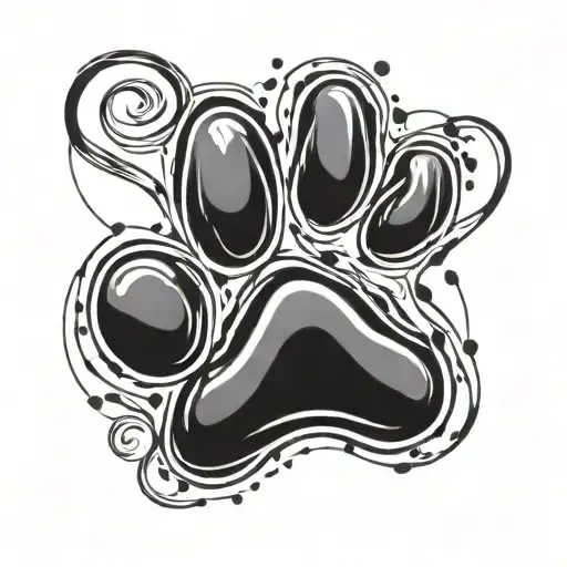Small Cat Paw Print With Love Heart Shape