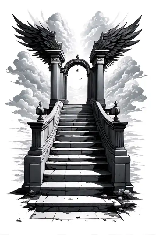 Dark Stairway To Heaven Gates At The Top