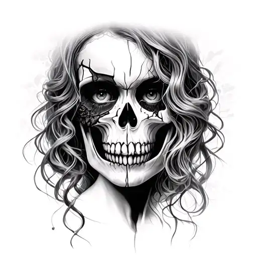 Broken Doll Women Face Morphing Skull