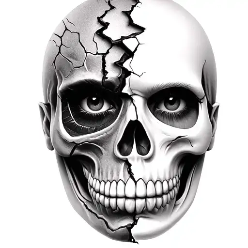 Broken Doll Women Face Pull Mask Off To Show Skull