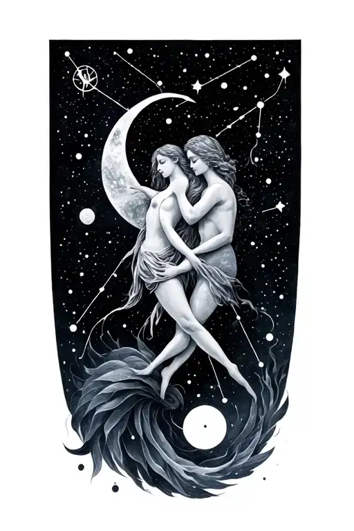 Gemini And Aquarius Constellation Intertwined