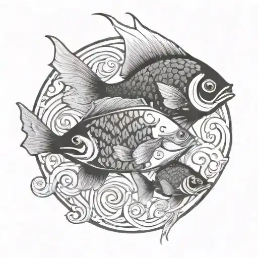 Triskell And Fish Swimming