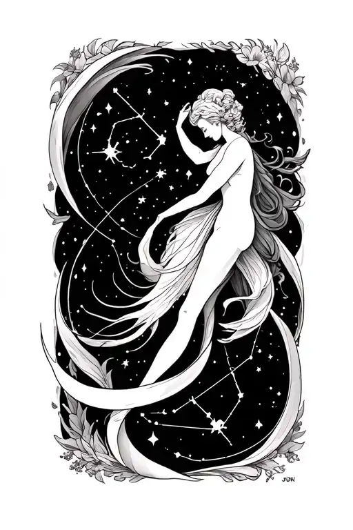 Gemini And Aquarius Constellation Intertwined