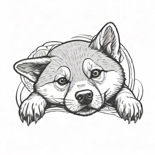 Shiba Inu Red Dog Paw Up Trad