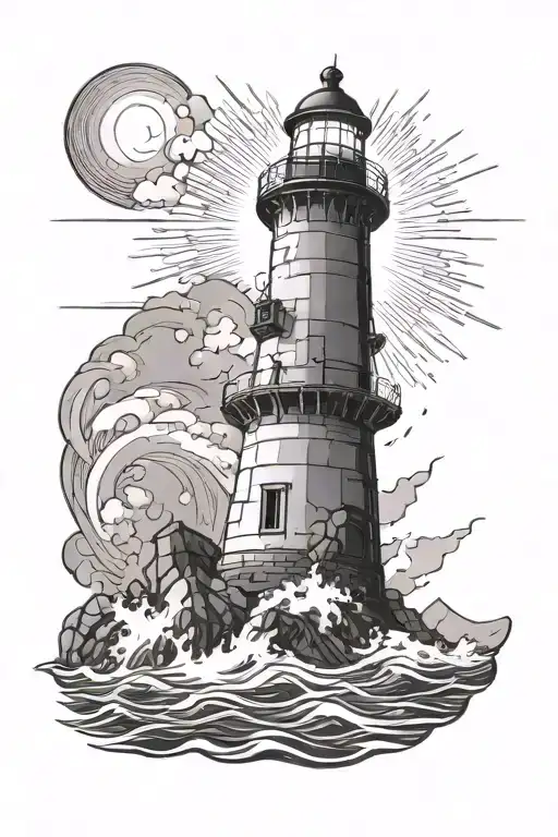 Ancient Lighthouse With A Beam Of Light