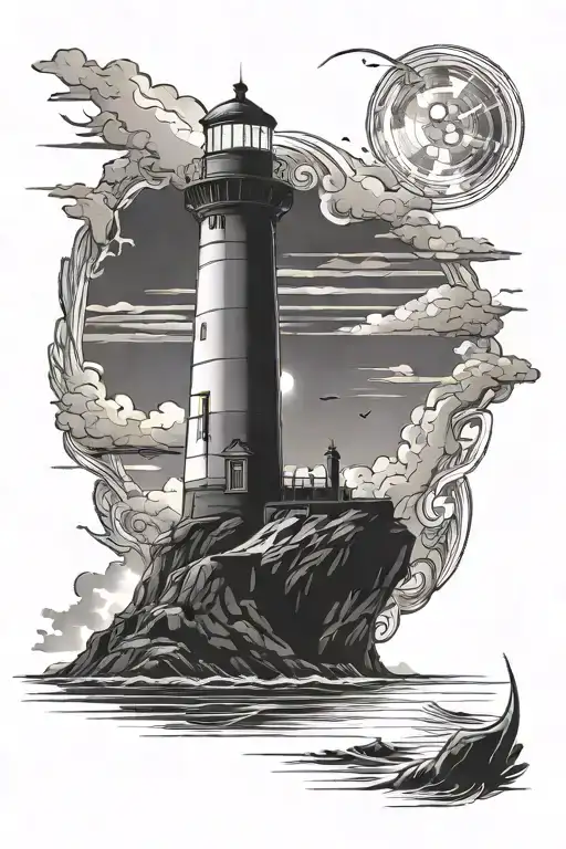 Ancient Lighthouse With A Beam Of Light