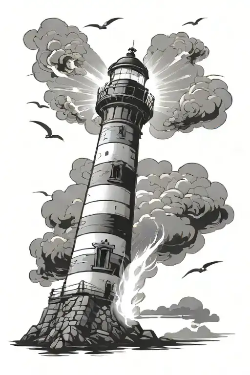 Ancient Lighthouse With A Beam Of Light