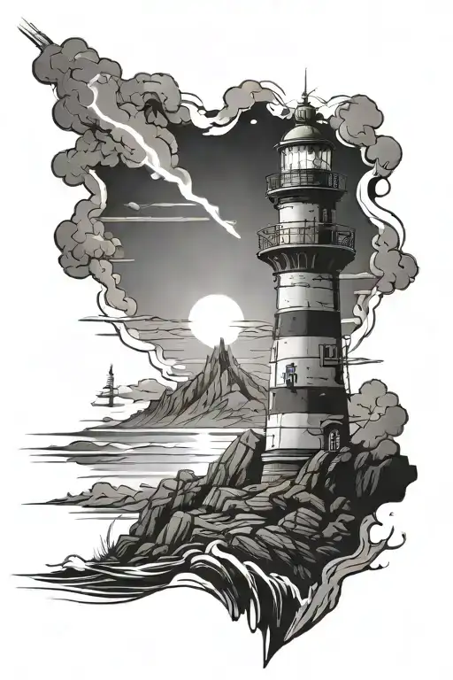 Ancient Lighthouse With A Beam Of Light
