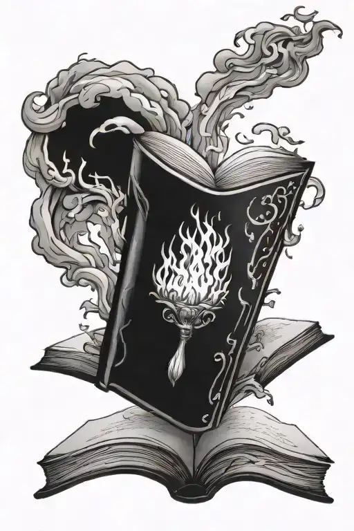 Open Book With Fire