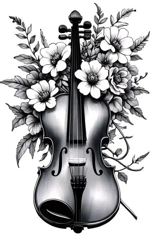 Wilted And Alive Flowers With Violin