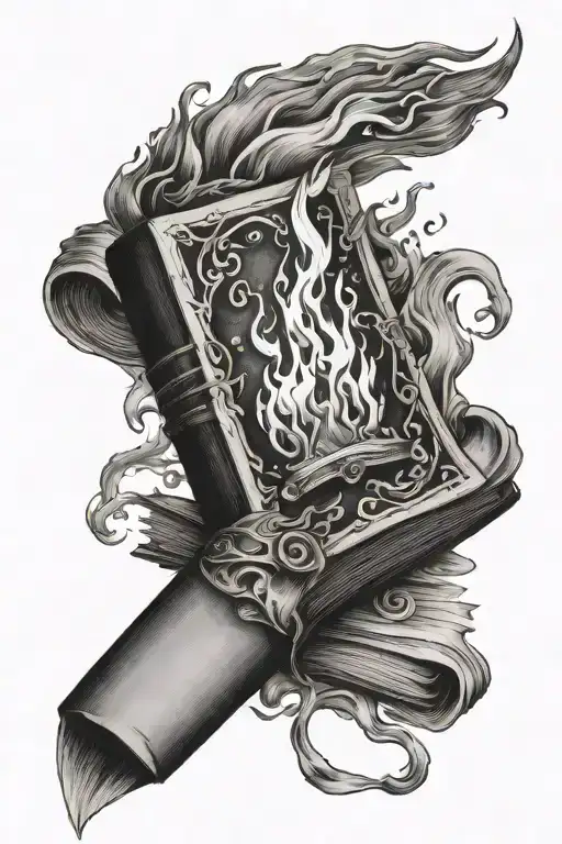 Open Book With Fire