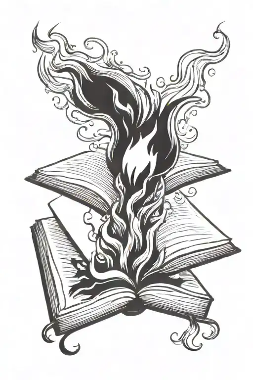 Open Book With Fire