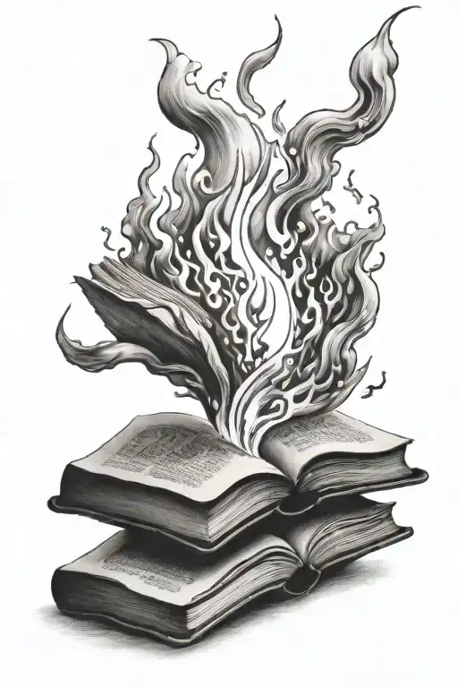 Open Book With Fire