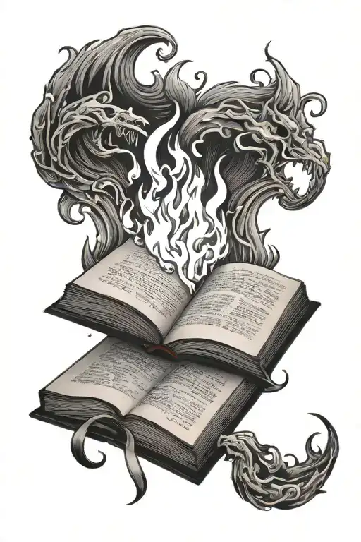 Open Book With Fire