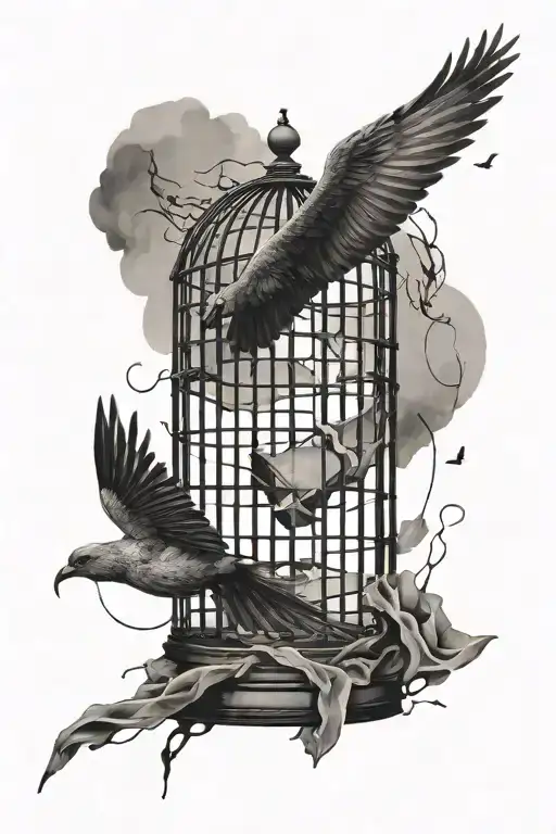 A Broken Cage And A Flying Bird