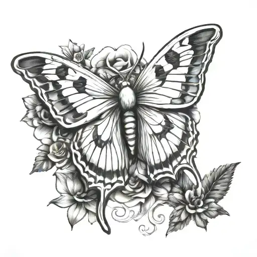 Luna Moth On Animal Skull