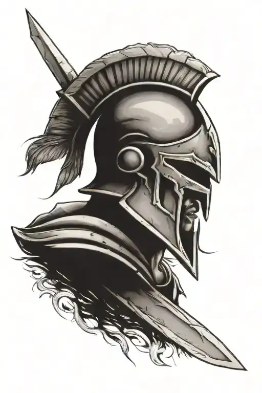 Spartan With Shield And A Sword