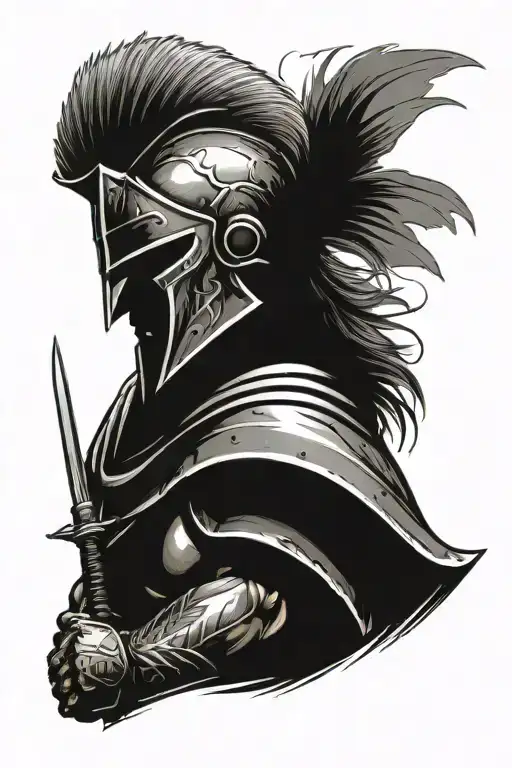 Spartan With Shield And A Sword