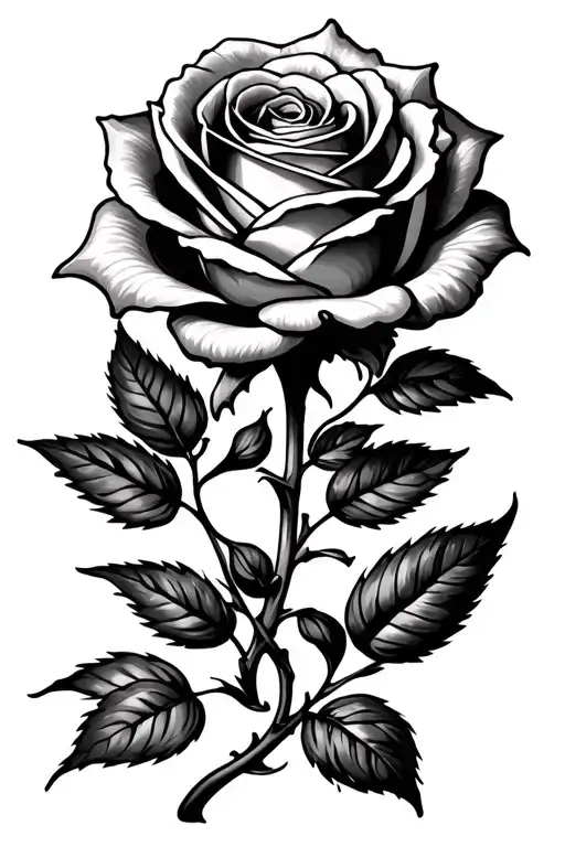 Rose With Initials Stem