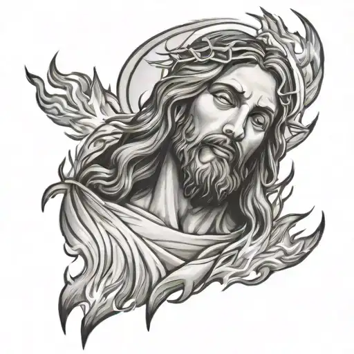 Jesus Surrounded By Flames