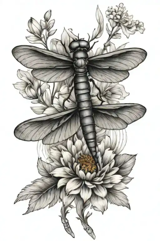 Marigold And Dragonfly