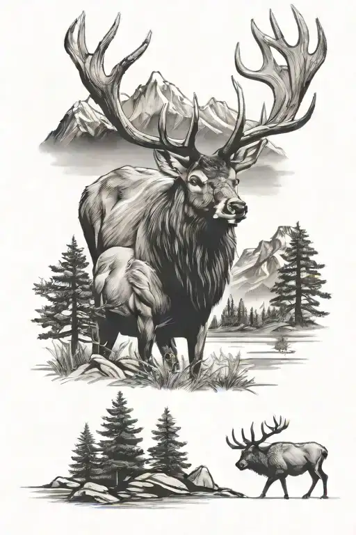 Mountains Whitetail Deer Elk Buffalo