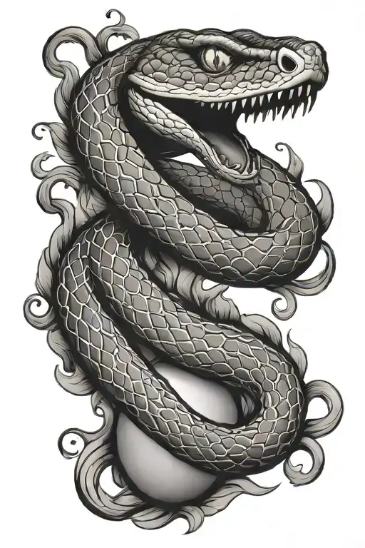 Snake Swallowing Egg