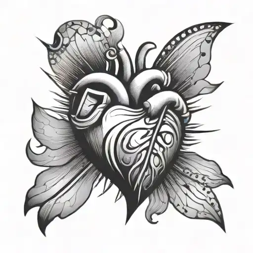 Abstract Heart With Rays