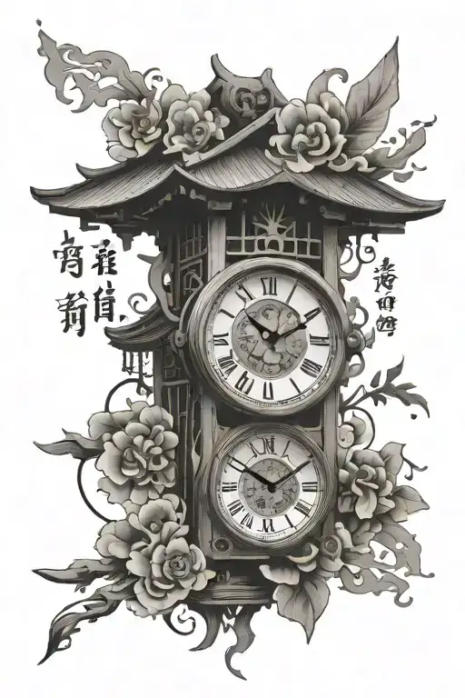 Japanese Writing And Clock