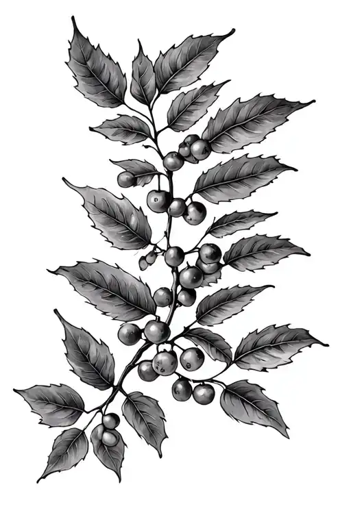 Rowan Tree Branch With Berries Half Sleeve