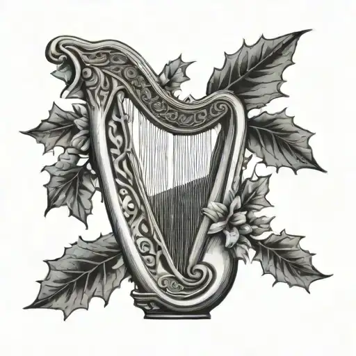 Harp With Holly Leaf
