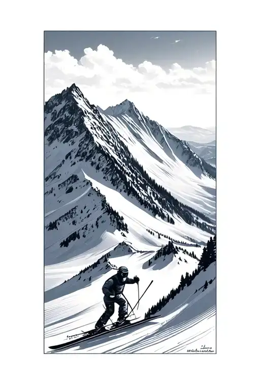 Skiing Steep Mountains Panorama