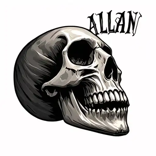 Skull With The Name Allan Hidden In The Jawline