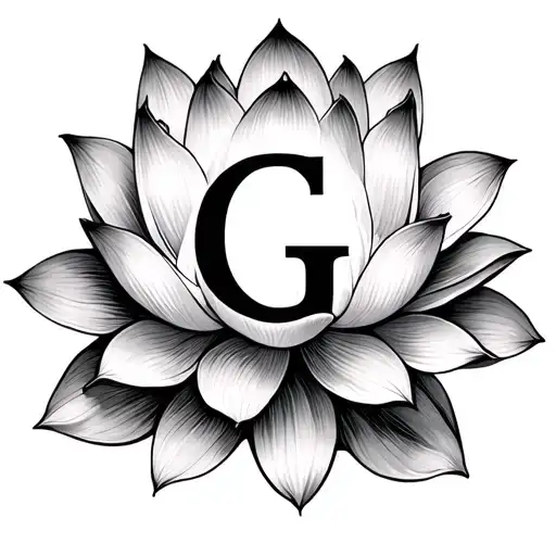 Lotus Flower With Letter G In Center