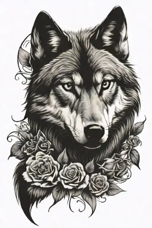 Wolf Blended By Roses