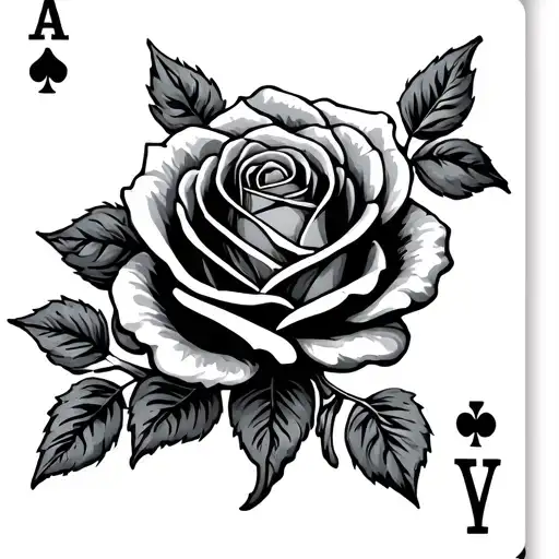 Playing Card With Rose