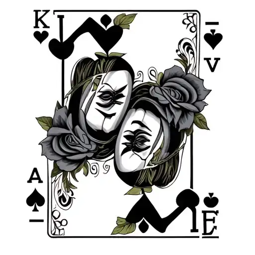 Playing Card With Rose And Joker
