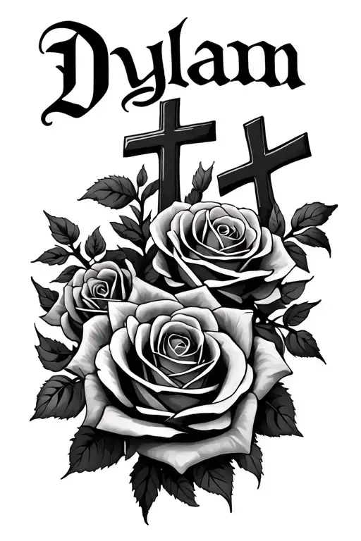 Roses With The Name Dylann Surrounded With Crosses