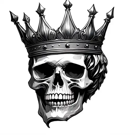 Stoic Skull Wearing A Crown