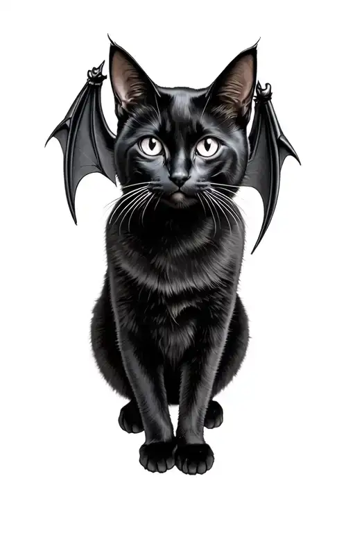 Black Cat With Bat Wings
