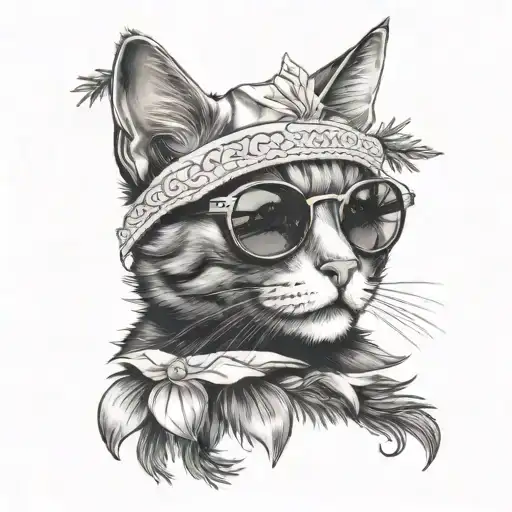 Cat With Sunglasses On A Christmas Tree