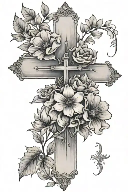 Cross With Birth Month Flowers