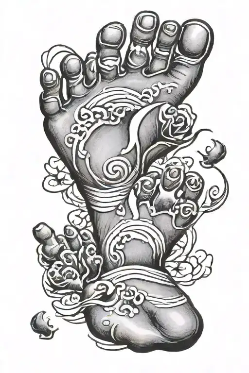 Boy Mom Tattoo Design Featuring Footprint