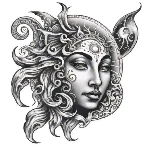 Sun And Moon And Sea With Face
