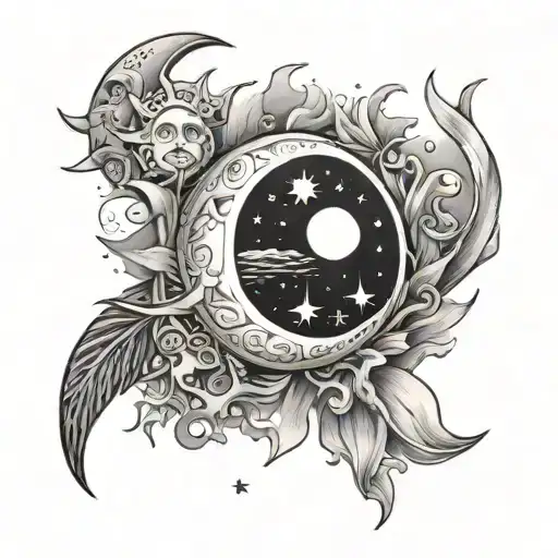 Sun And Moon And Sea In The Arm